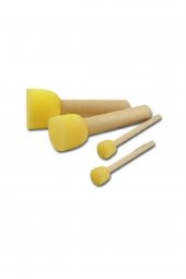 Sünger Fırça, Tampon Fırça Seti, 4`lü, Ponpon Fırça, Ahşap Saplı - 3