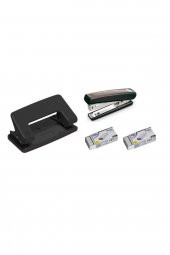 Mas Siyah Zımba Ve Delgeç Seti (10 Sayfa Kapasiteli - Zımba Teli Hediye) - 1