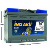 İnci Agm Leo 12 V 70 Ah 760 A(EN)  Start-Stop Akü - 2