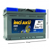 İnci Agm Leo 12 V 80 Ah 800 A(EN)  Start-Stop Akü - 2