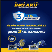 İnci Agm Leo 12 V 80 Ah 800 A(EN)  Start-Stop Akü - 3