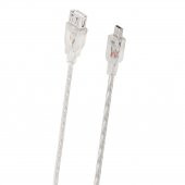 Powermaster 15627 USB 2.0 Şeffaf Mini 5 Pin Erkek-USB Dişi Kablo 1mt - 2