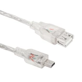 Powermaster 15627 USB 2.0 Şeffaf Mini 5 Pin Erkek-USB Dişi Kablo 1mt - 1