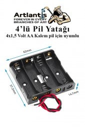 4 Lü Pil Yatağı Deney 10 Adet Pil Yuvası Pil Kutusu Aa Kalem Kalın Pil 4x1,5 Volt Yaylı Pil Yuvası - 2