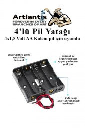 4 Lü Pil Yatağı Deney 10 Adet Pil Yuvası Pil Kutusu Aa Kalem Kalın Pil 4x1,5 Volt Yaylı Pil Yuvası - 3