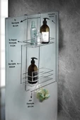 2 Katlı Askılı Banyo Duş Rafı Sabunluk Şampuanlık Duşakabin Askısı Krom - 4