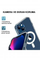 Iphone 13 Uyumlu Magsafe Özellikli Kablosuz Şarj Destekli Hybrid Şeffaf Kılıf Sert Silikon Kapak - 2