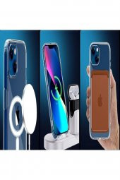 Iphone 13 Uyumlu Magsafe Özellikli Kablosuz Şarj Destekli Hybrid Şeffaf Kılıf Sert Silikon Kapak - 3