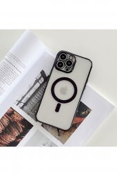 Iphone 14 Pro Max Kamera Korumalı Magsafe Kablosuz Şarj Uyumlu Renkli Şeffaf Kılıf - 1