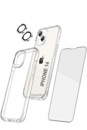 Iphone 14 Uyumlu Şeffaf Kılıf 5d Ekran Koruyucu Gümüş Kamera Koruyucu 360° Tam Koruma 3in1 Set - 1