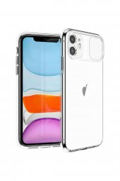 Iphone 11 Uyumlu Şeffaf Sürgülü Köşe Korumalı Arka Kapak Telefon Kılıfı - 1