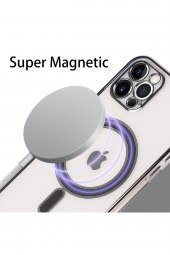 Iphone 13 Pro Max Uyumlu Kılıf Kamera Korumalı Parlak Renkli Magsafe Manyetik Şeffaf Silikon - 3