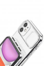 Iphone 11 Uyumlu Şeffaf Sürgülü Köşe Korumalı Arka Kapak Telefon Kılıfı - 3