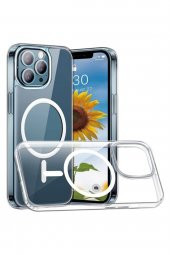 Ms Iphone 13 Pro Uyumlu Magsafe Destekli Kablosuz Şarj Luxury Şeffaf Silikon Kılıf Hızlı Şarj thumbnail 2
