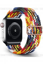Apple Watch 42 / 44 / 45 Mm Uyumlu Tek Parça Örgü Solo Loop Kayış Renkli Esnek Suya Dayanıklı Hasır - 1