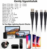 Shaza Apple iPhone Lightning 5A 100 W Örgülü Hızlı Şarj ve Data Kablosu 1 Metre thumbnail 2