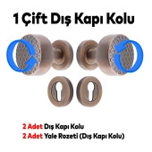 Linda Dış Kapı Tokmağı Topuzu Kolu Metal Tokmak Antik Sarı Kapı Kolu Yale Sağa Sola Uygun 1 Takım thumbnail 3