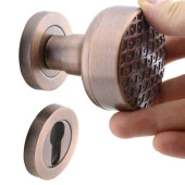 Linda Dış Kapı Tokmağı Topuzu Kolu Metal Tokmak Antik Sarı Kapı Kolu Yale Sağa Sola Uygun 1 Takım thumbnail 5