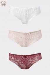 Somon-Bordo-Ekru 3lü Brazil Külot thumbnail 1