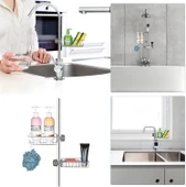 SAS Mutfak Banyo Duş Musluk Üstü Rafı Sabun Sünger Askısı Raf Tek Kat thumbnail 4