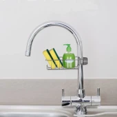 SAS Mutfak Banyo Duş Musluk Üstü Rafı Sabun Sünger Askısı Raf Tek Kat thumbnail 1