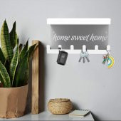 Raflı Anahtarlık, Anahtar Askıkı , Antre ve Hol Kapı Giriş Organizer Notluk Çekiceklik (Home Sweet Home) Model BEYAZ - 3