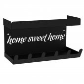 Raflı Anahtarlık, Anahtar Askıkı , Antre ve Hol Kapı Giriş Organizer Notluk Çekiceklik (Home Sweet Home) Model SİYAH - 2