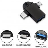 Micro Usb Type-c 3 In 1 Dönüştürücü Çevirici Adaptör Otg - 3