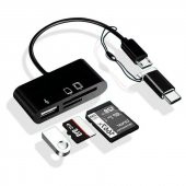Type-C Micro Usb 3in1 Sd Micrsd Kart Okuyucu Otg Çevirici Kablosu - 1