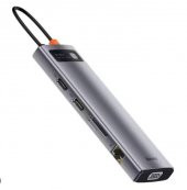 Baseus 100W Type-C HUB Adaptör 11in1 Type-C Dönüştürücü RJ45 VGA HDMI 4K SD 3*USB 3.0 3.5mm Type-C Dönüştürücü - 1