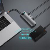 Baseus 100W Type-C HUB Adaptör 11in1 Type-C Dönüştürücü RJ45 VGA HDMI 4K SD 3*USB 3.0 3.5mm Type-C Dönüştürücü - 5