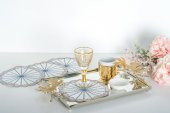 Finezza Mila Nakışlı Krem Mavi Kokteyl Peçetesi 15x15 cm 4 Ad-1482 - 1