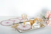 Finezza Mila Nakışlı  Krem Pembe Kokteyl Peçetesi 15x15 cm 4 Ad-1483 - 1
