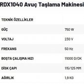 Rodex RDX1040 Avuç Taşlama Makinesi 115/125MM - 3