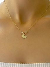 Dorika Sade Zarif Şık Kelebek Altın Kolye 14 Ayar thumbnail 1