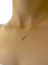 Dorika Sade Zarif Şık Kelebek Altın Kolye 14 Ayar thumbnail 3