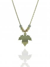 Dorika Sade Zarif Şık Çınar Yaprağı Altın Kolye 14 Ayar - 2