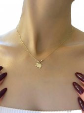 Dorika Sade Zarif Şık Fil Altın Kolye 14 Ayar thumbnail 3