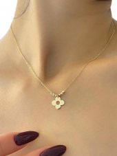 Taşsız Yonca Dorika Toplu Günlük Çok Şık Altın Kolye 14 Ayar thumbnail 1