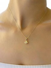 Çok Şık İstiridye Deniz Kabuğu Altın Kolye 14 Ayar thumbnail 3