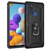 Samsung Galaxy A21S Kılıf Sofya Yüzüklü Standlı Zırhlı Silikon Kılıf - 1