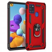 Samsung Galaxy A21S Kılıf Sofya Yüzüklü Standlı Zırhlı Silikon Kılıf - 3