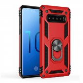 Samsung Galaxy S10 Kılıf Sofya Yüzüklü Standlı Zırhlı Silikon Kılıf - 3
