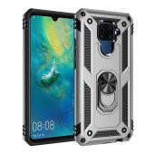 Huawei Mate 30 Lite Kılıf Sofya Yüzüklü Standlı Zırhlı Silikon Kılıf - 1