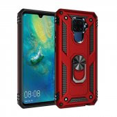 Huawei Mate 30 Lite Kılıf Sofya Yüzüklü Standlı Zırhlı Silikon Kılıf - 2