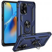 Oppo A74 4G Kılıf Sofya Yüzüklü Standlı Zırhlı Silikon Kılıf - 5