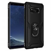 Samsung Galaxy S8 Plus Kılıf Sofya Yüzüklü Standlı Zırhlı Silikon Kılıf - 1