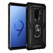 Samsung Galaxy S9 Plus Kılıf Sofya Yüzüklü Standlı Zırhlı Silikon Kılıf - 1