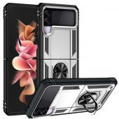 Samsung Galaxy Z Flip 3 Kılıf Sofya Yüzüklü Standlı Zırhlı Silikon Kılıf - 2