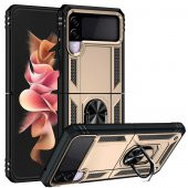 Samsung Galaxy Z Flip 3 Kılıf Sofya Yüzüklü Standlı Zırhlı Silikon Kılıf - 4
